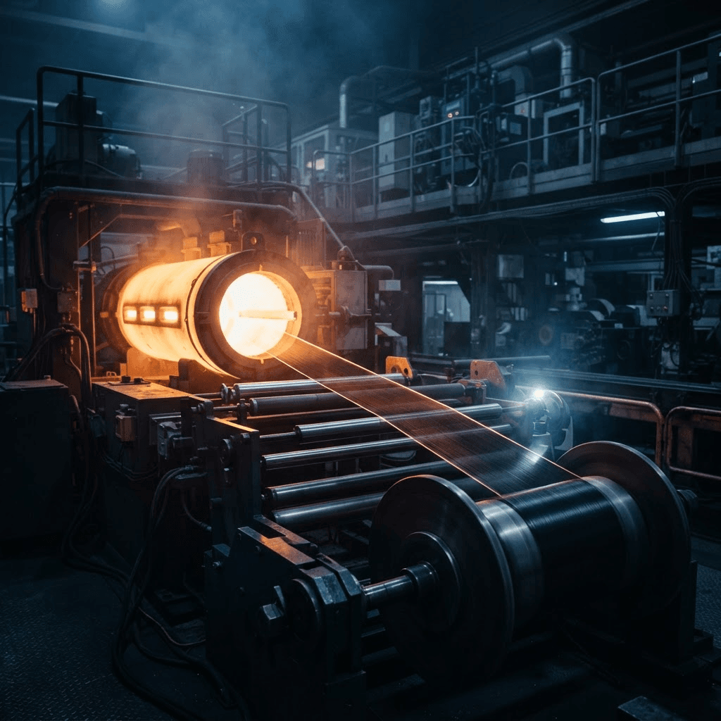 Continuous carbon macrostructure emerging from an FC-CVD reactor onto production rollers